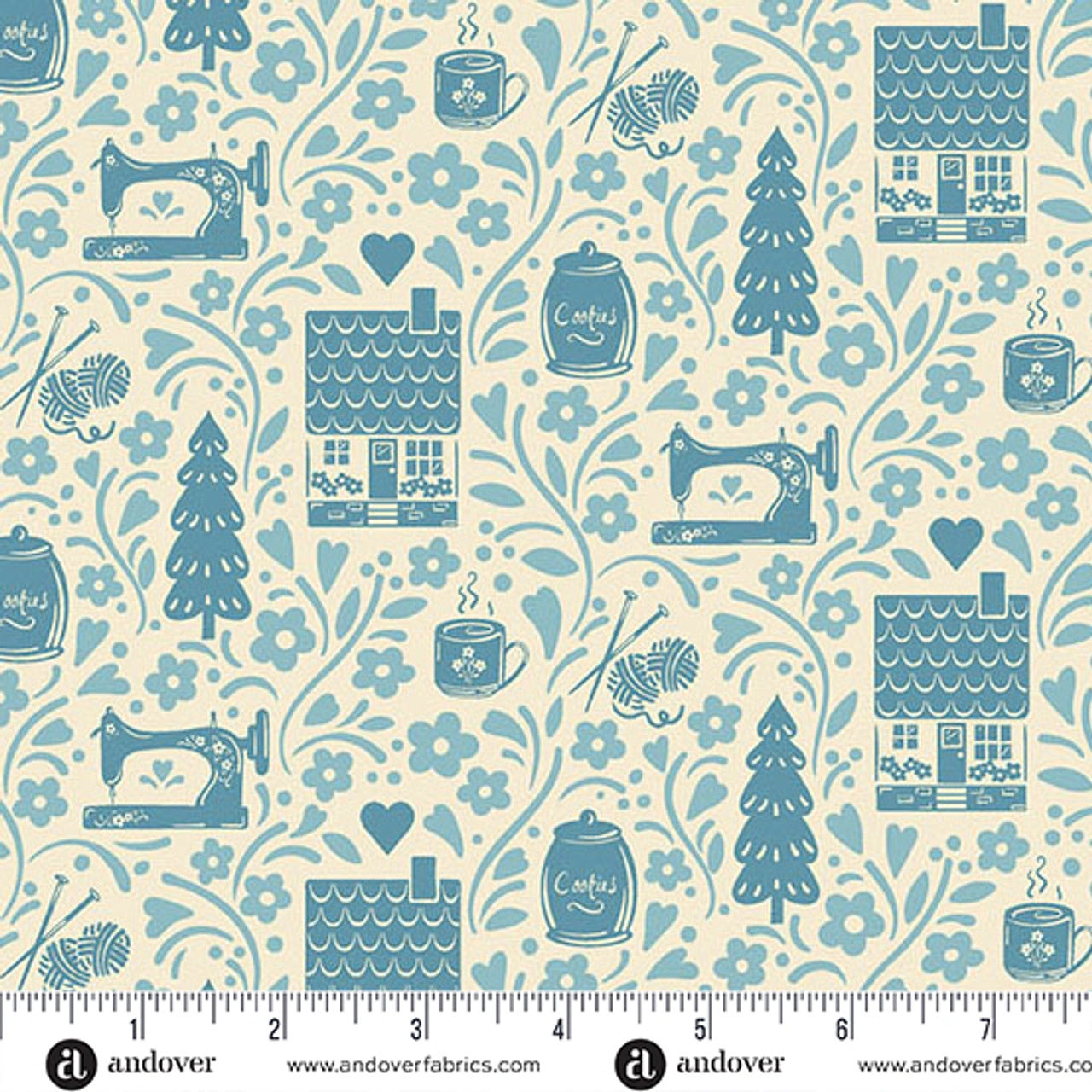 Cozy House Chambray Vignette Fabric Yardage