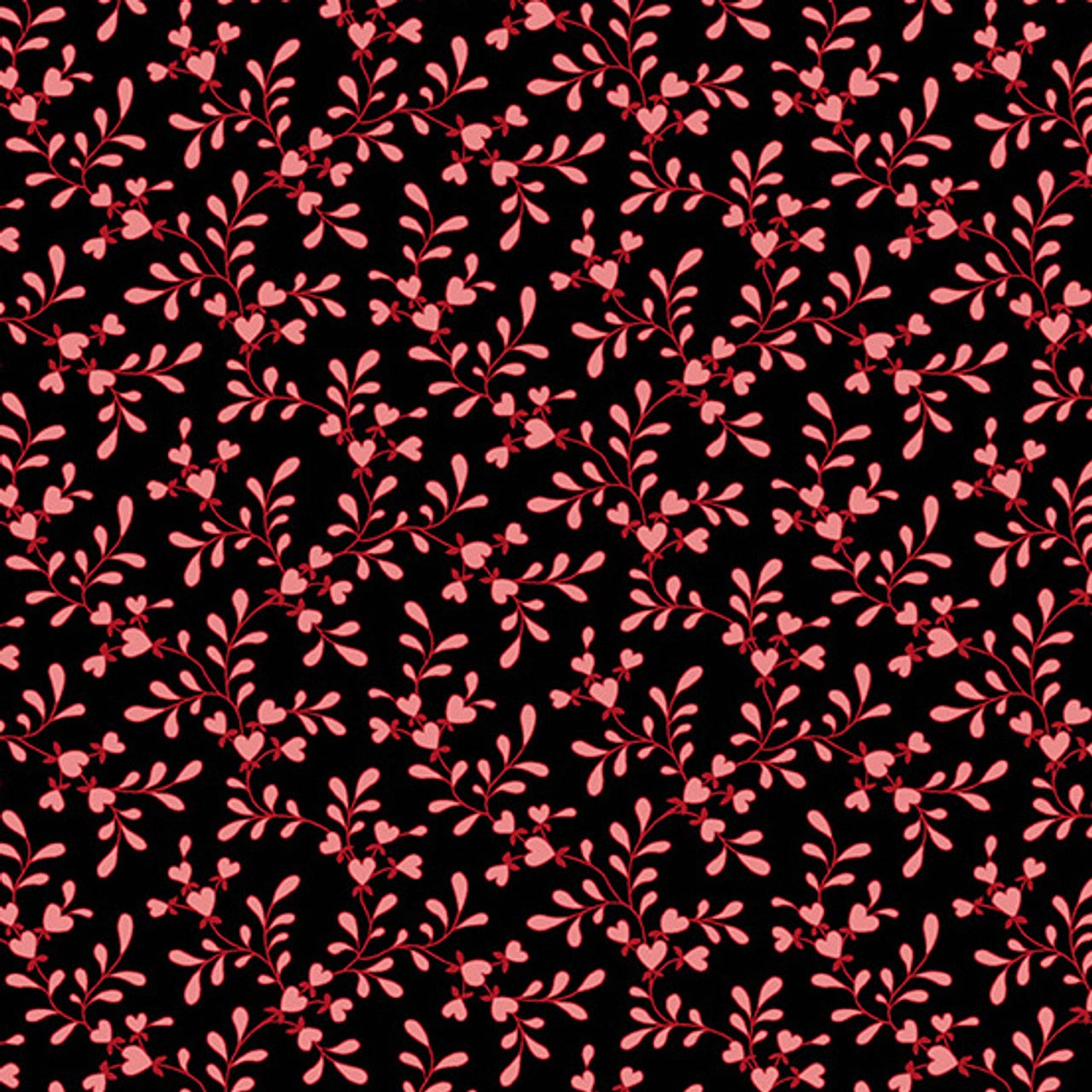 Be Mine Black Heart Tree Fabric Yardage