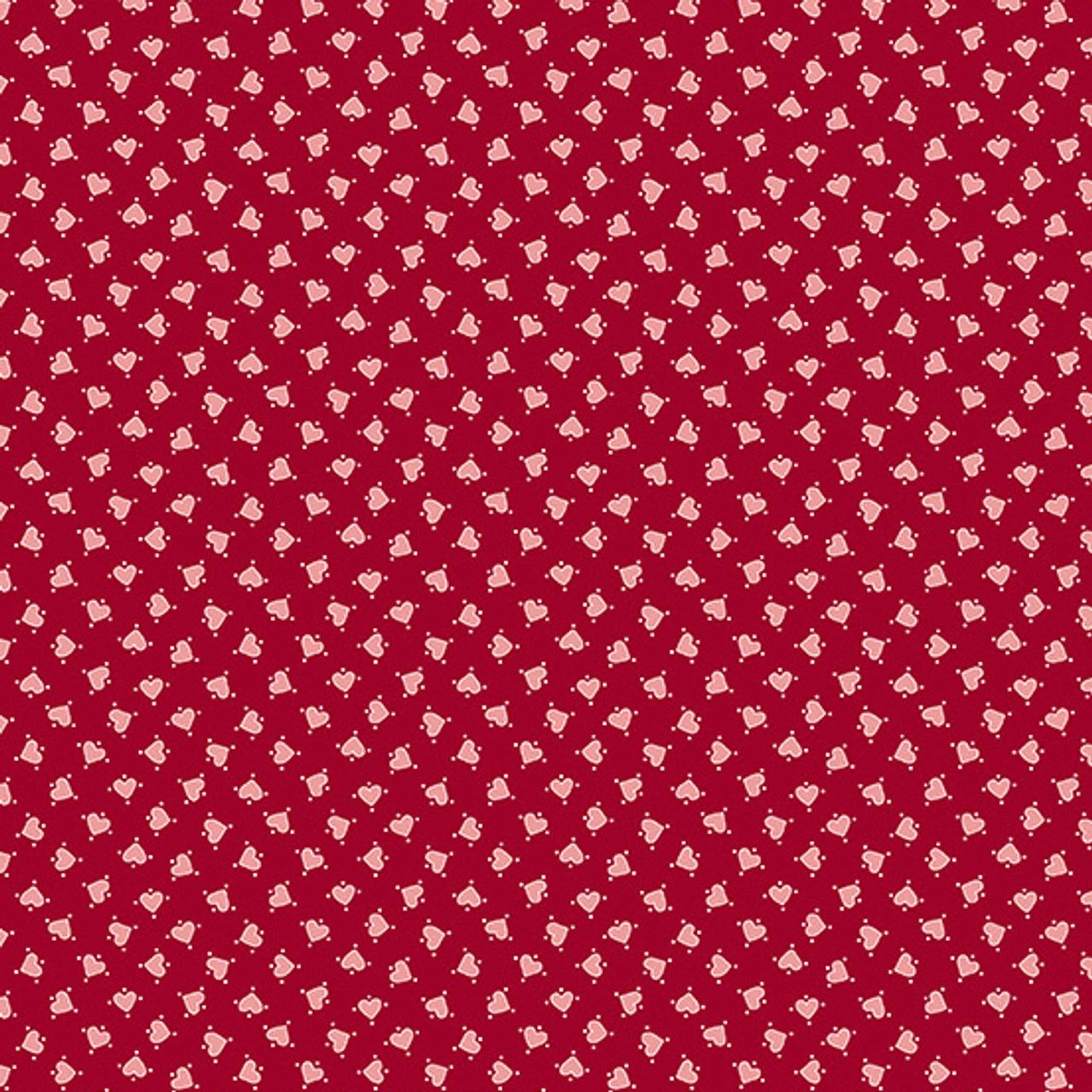 Be Mine Red Tossed Hearts Fabric Yardage