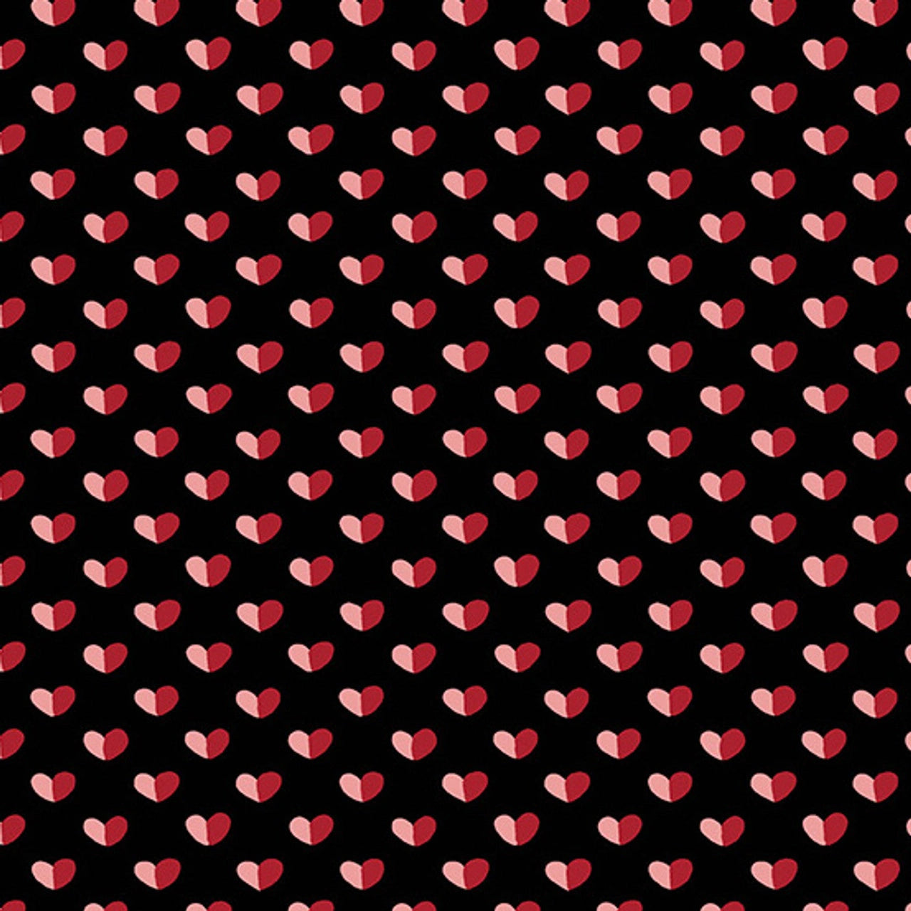 Be Mine Black Shadow Hearts Fabric Yardage
