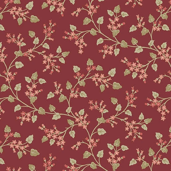 Cocoa Pink Oxide Flower Vine Fabric Yardage