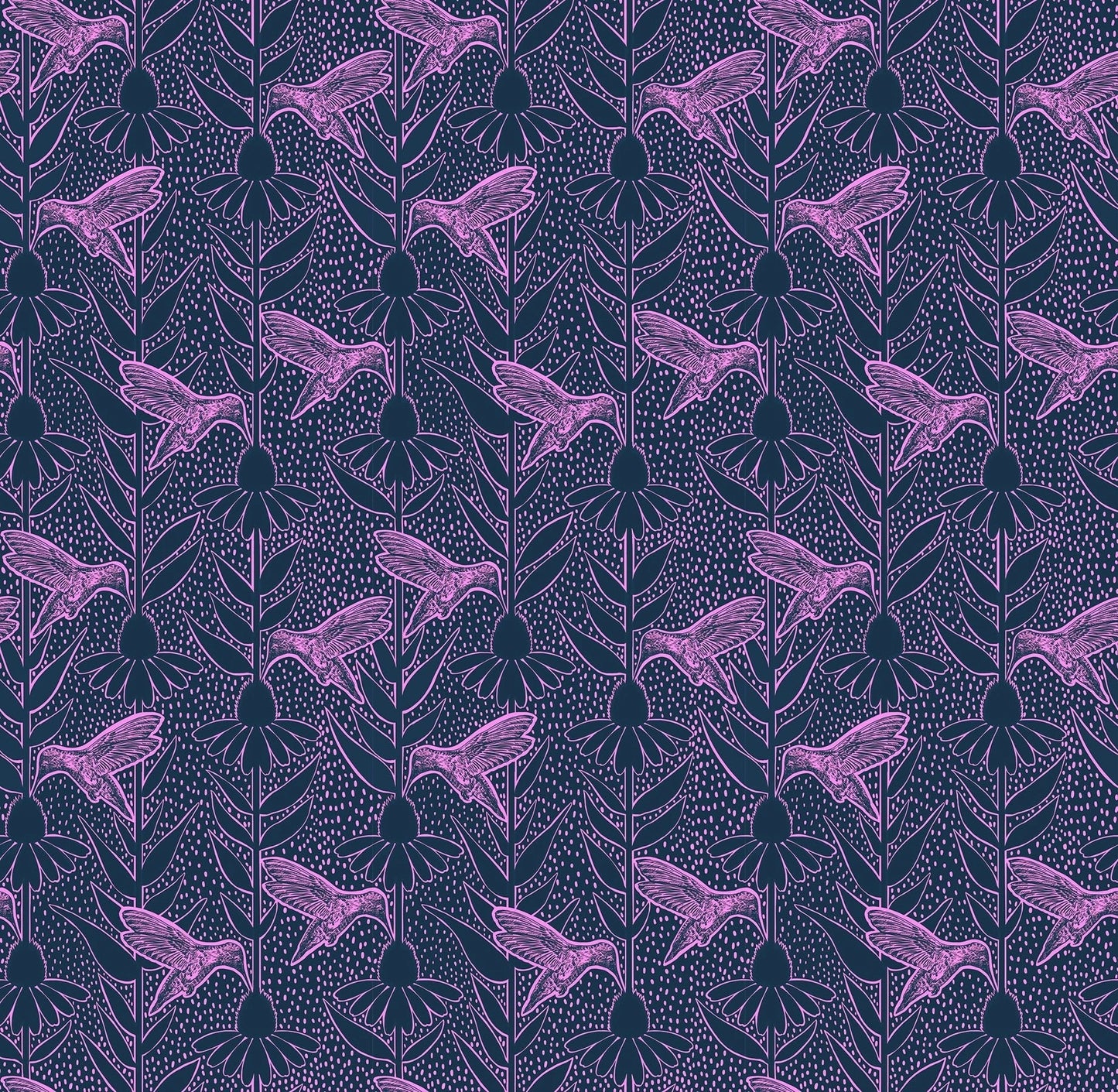 Indelible Ink Navy Humming Fabric Yardage - quilt fabric for sewing and quilting projects