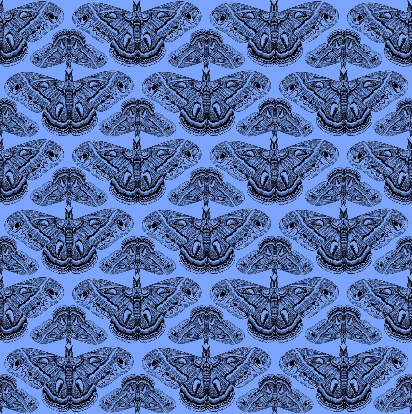 Indelible Ink Cerulean Cecropia Fabric Yardage - quilt fabric for sewing and quilting projects