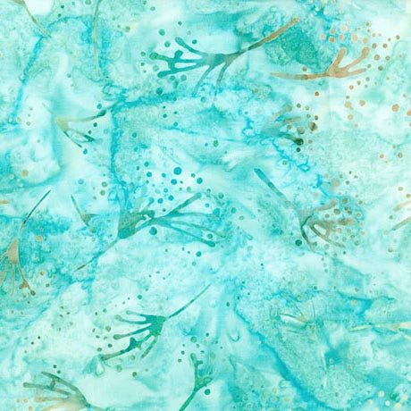 HydroHue Beach Glass Floral Sprigs Batik fabric yardage for quilting