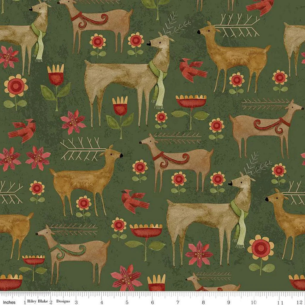 Kringle Garden Green Fabric Yardage