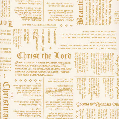 Christmas Wishes Cream Text Fabric Yardage