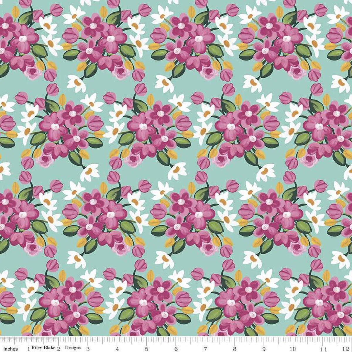 Morning Meadow Julep Flower Bunches Fabric Yardage