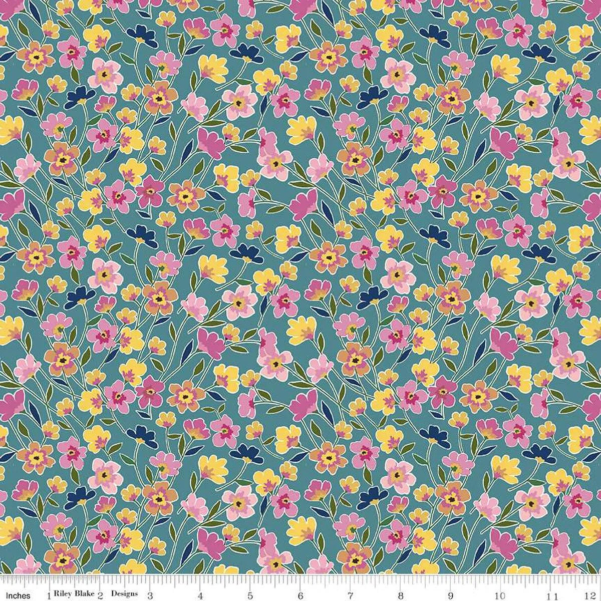 Morning Meadow Dusk Flower Field Fabric Yardage