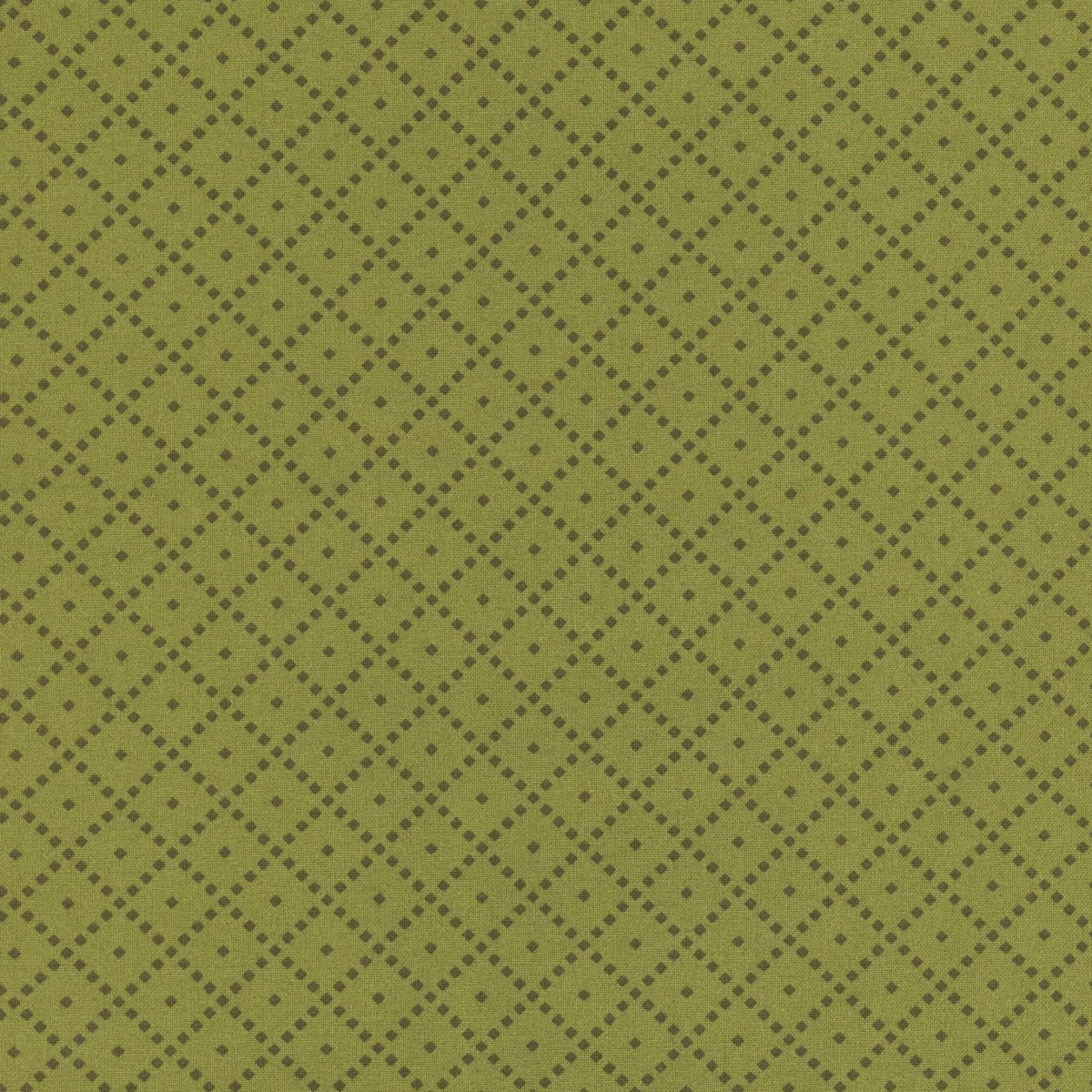 The Awe of Autumn Green Grid Fabric Yardage by Riley Blake features a green background with a repeating diamond pattern of small squares and dots, creating a textured look ideal for quilting cotton projects.