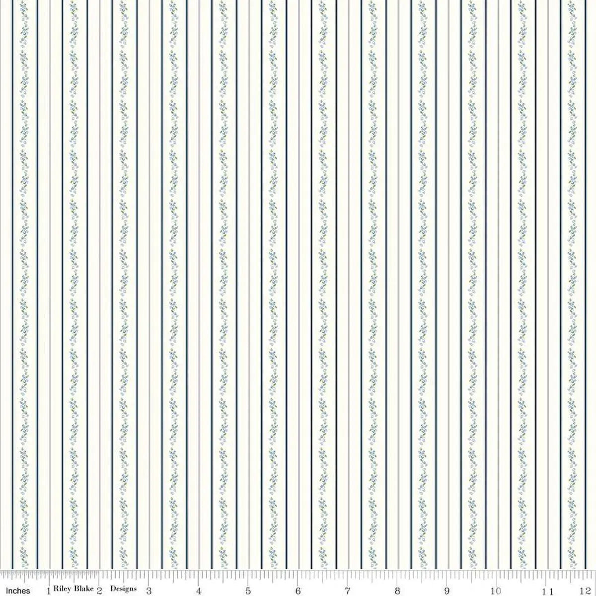 Bluegrass Charm Cloud Floral Stripe Fabric Yardage