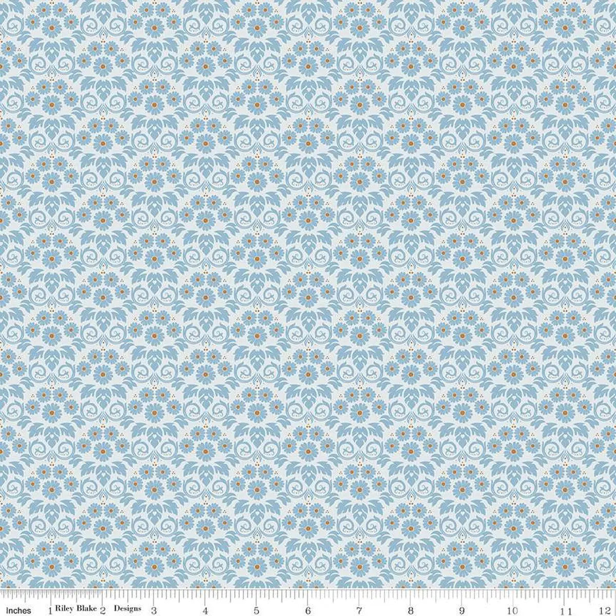 Bluegrass Charm Mint Damask Stripe Fabric Yardage