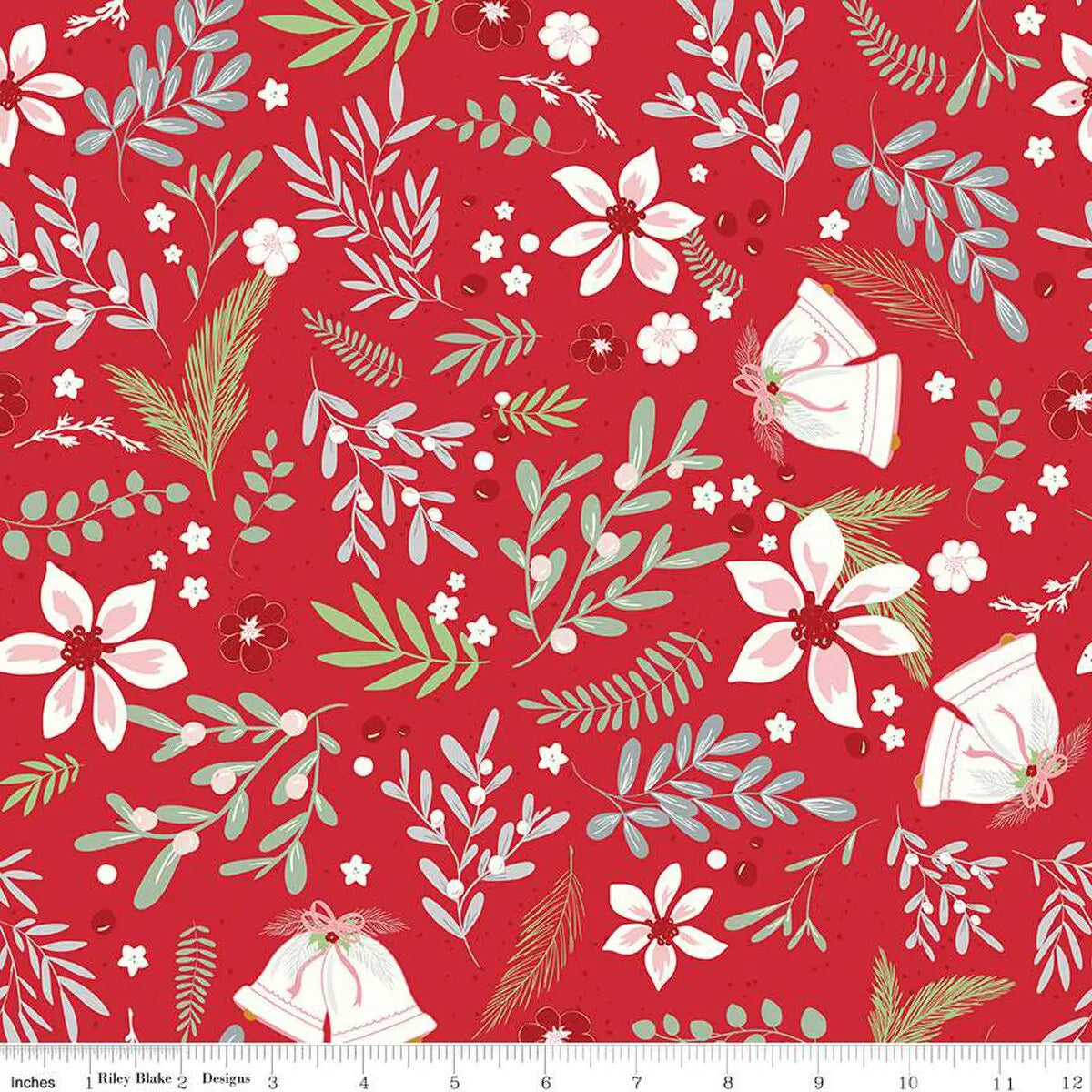 Mistletoe & Holly Red Main Fabric Yardage