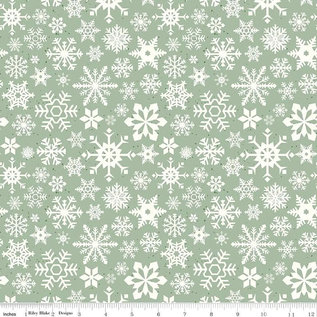 Mistletoe & Holly Sage Snowflakes Fabric Yardage