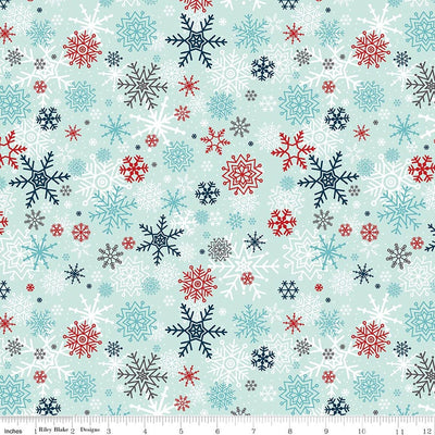 A Perfect Winter Powder Snowflakes Fabric Yardage