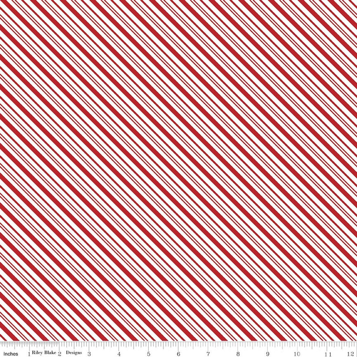 A Perfect Winter Red Stripes Fabric Yardage