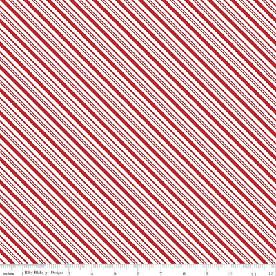 A Perfect Winter Red Stripes Fabric Yardage