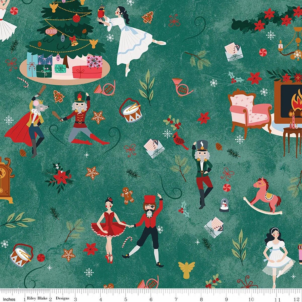 Nutcracker Tradition Pine Main Fabric Yardage - quilt fabric for sewing and quilting projects