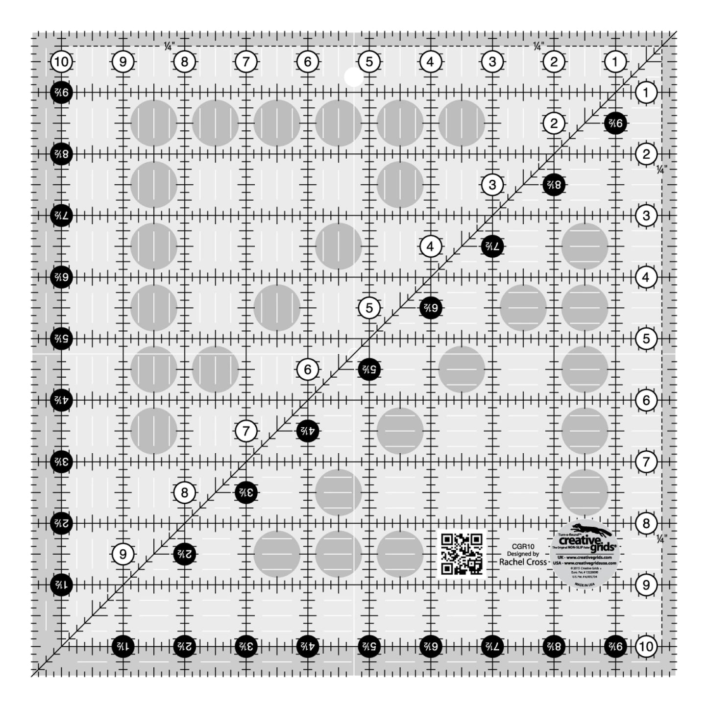 Creative Grids Quilt Ruler 10-1/2in x 10-1/2in Square