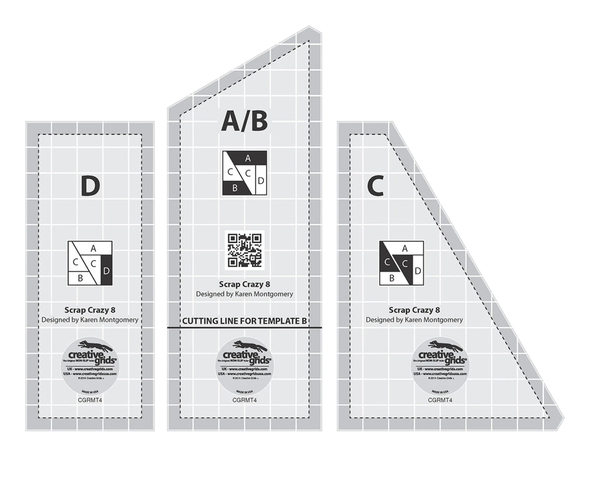 Creative Grids Scrap Crazy multi-size quilting ruler template set