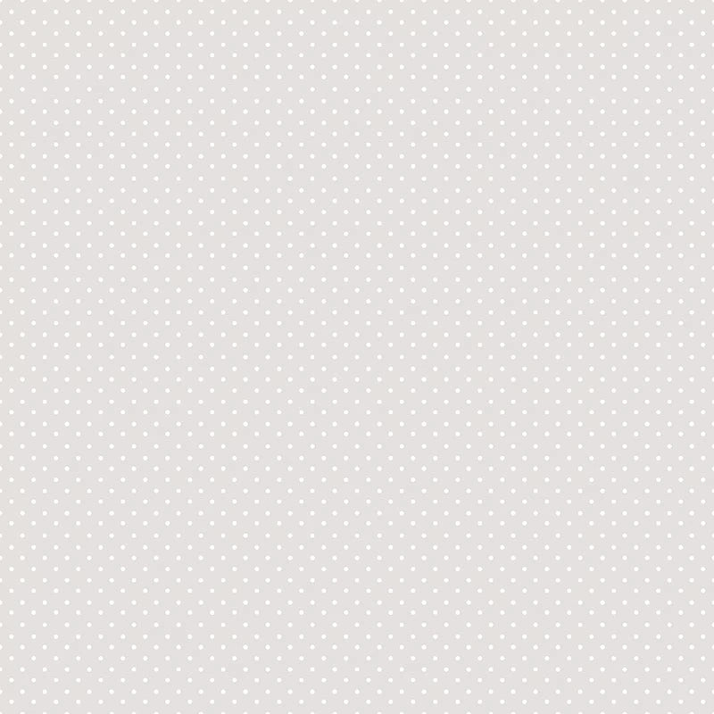 Elegant Essentials Polka Dot White Pearl Fabric Yardage by Riley Blake features a light beige background with small, evenly spaced white polka dots—ideal for quilting and fabric projects using soft, premium cotton.