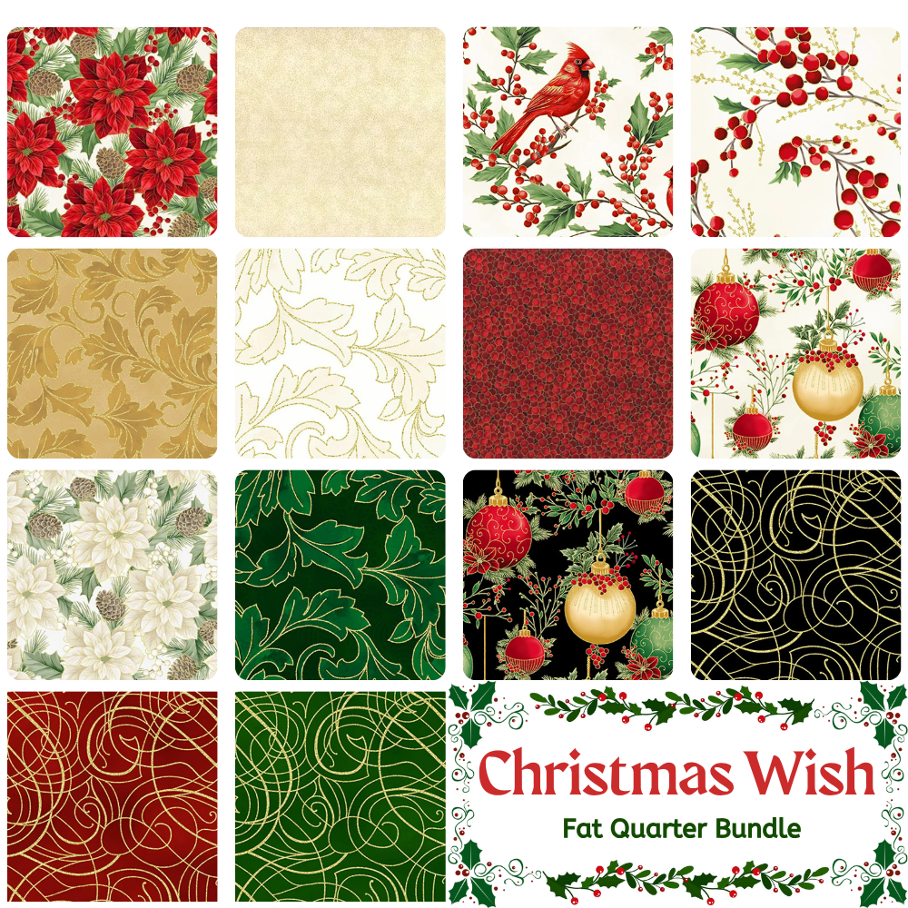 Christmas Wish Fat Quarter Bundle - fat quarter quilt fabric cut