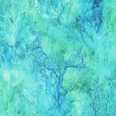Coral Reef Turquoise Multi Coral Texture Fabric Yardage