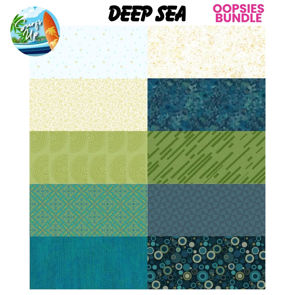 Mystery Five-0 Mega Mystery Deep Sea Oopsies! FQ Fabric Bundle
