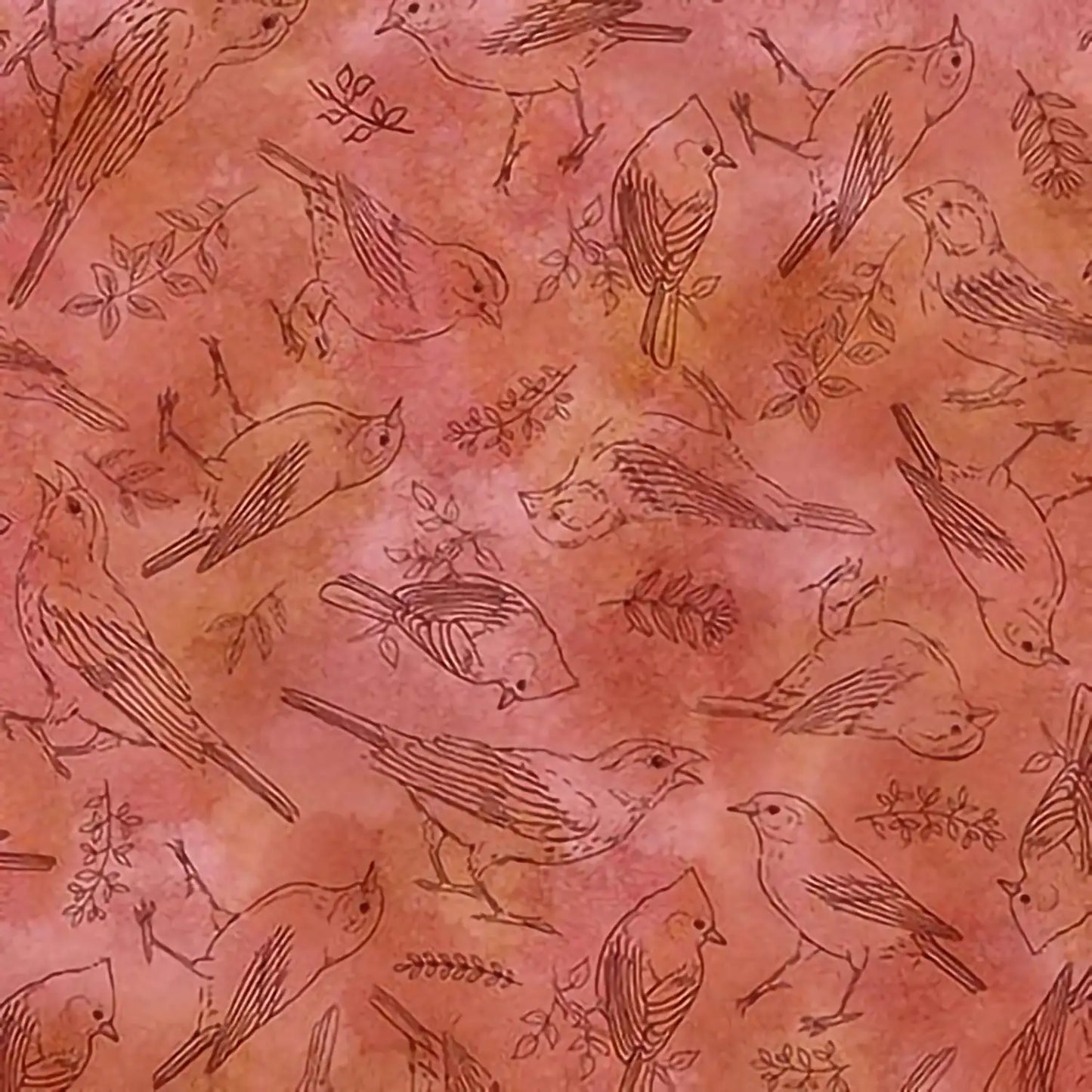 Drawn to Birds Strawberry Bird Toile Fabric Yardage