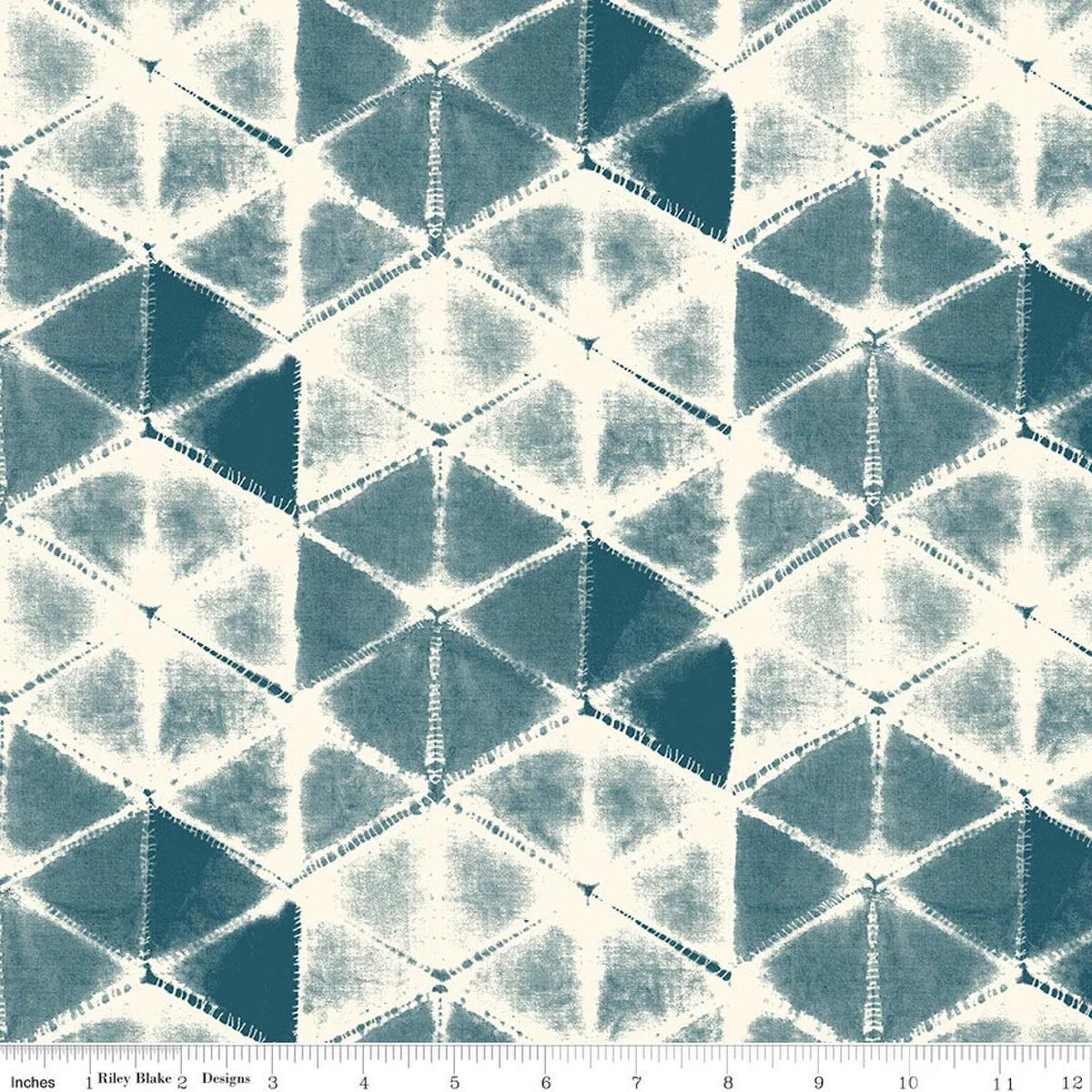 Fabric with blue and white diamond pattern