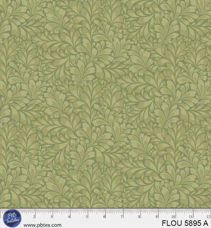 Flourish Green Leaves Fabric Yardage