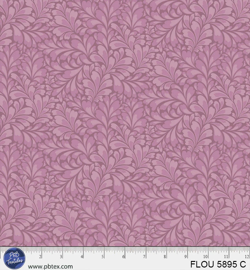 Flourish Light Purple Leaves Fabric Yardage