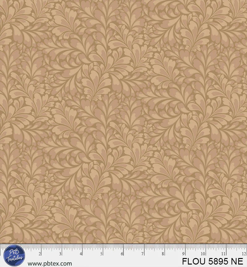 Flourish Tan Leaves Fabric Yardage