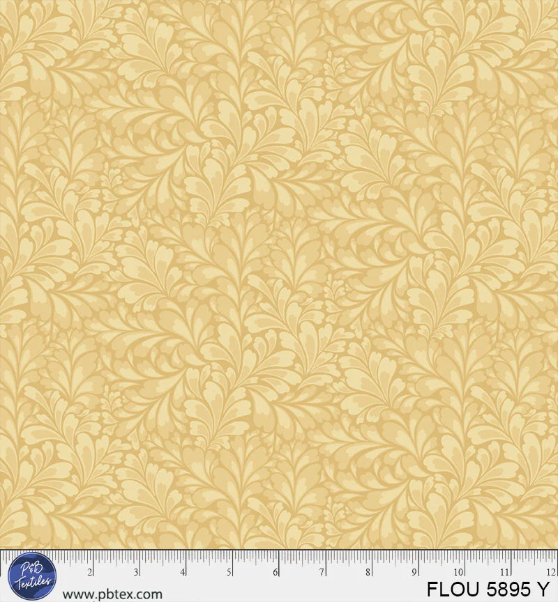 Flourish Yellow Leaves Fabric Yardage