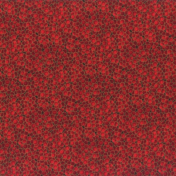 Christmas Wish Scarlet Gold Berries Fabric Yardage - quilt fabric for sewing and quilting projects
