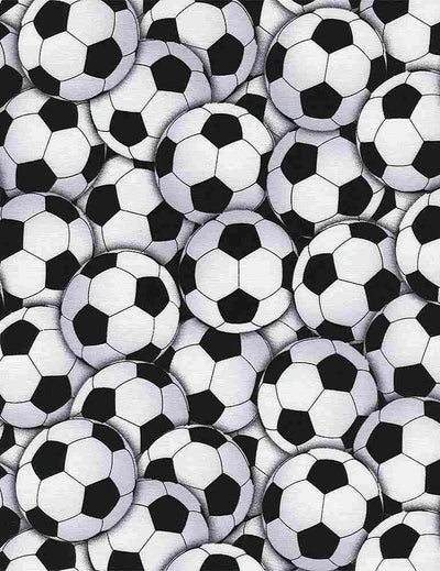 Fitness Fanatic White Packed Soccer Balls Fabric Yardage