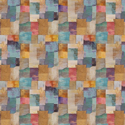 Feline Folk Multi Packed Tiles Fabric Yardage