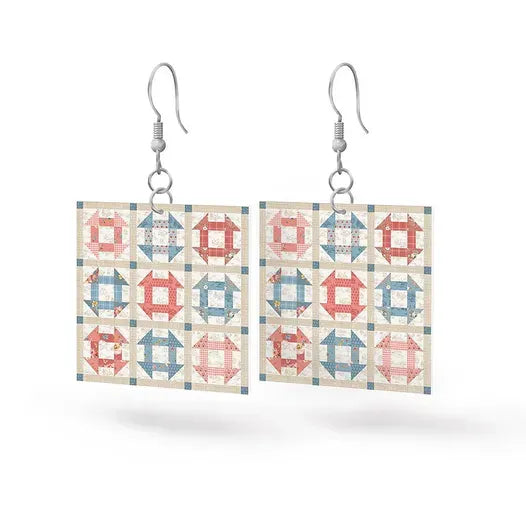 Leather Square Earrings Countryside