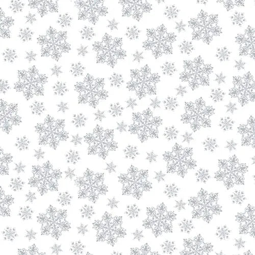 Quilter's Flour VI White on White Medium Snowflake Fabric Yardage