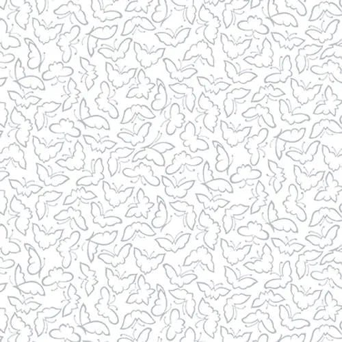 Quilter's Flour VI White on White Medium Butterflies Fabric Yardage