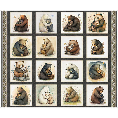 Bear Hugs Flannel Block Panel quilting fabric short bolt