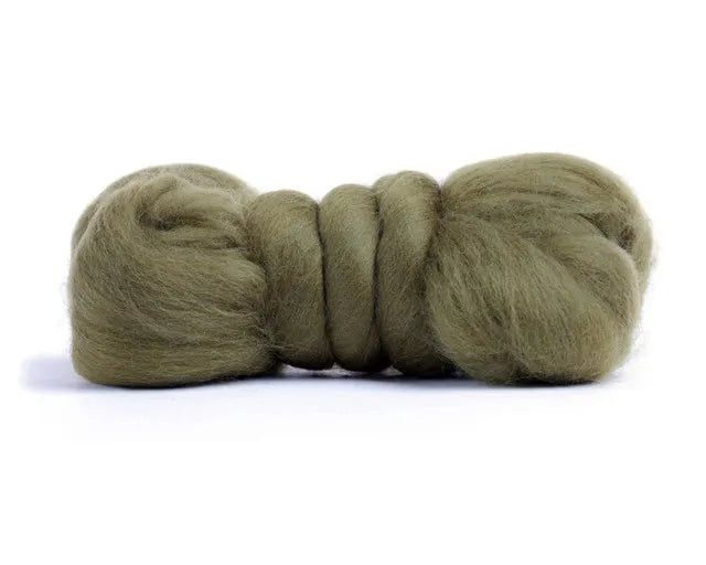 Merino Wool Top Roving Olive Green