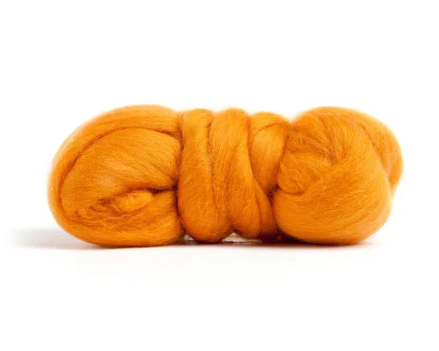 Merino Wool Top Roving Tangerine Orange