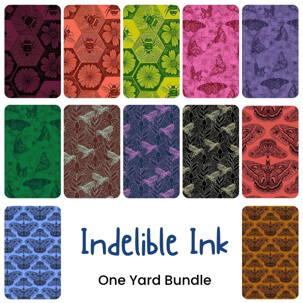 Indelible Ink One Yard Bundle - coordinating quilt fabric bundle