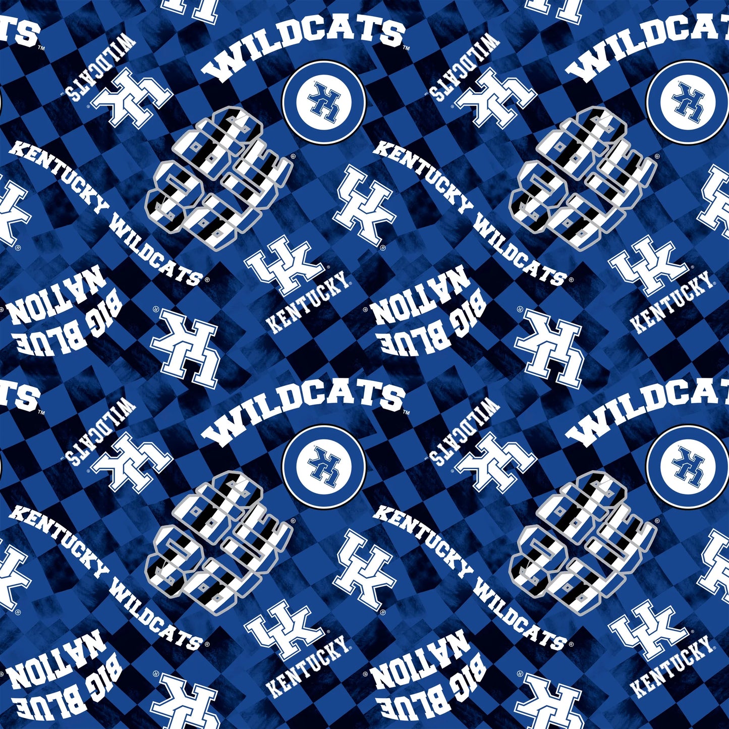 UK Wildcats NCAA Blue College Checks Canvas Duck Cloth Fabric Yardage - quilt fabric for sewing and quilting projects