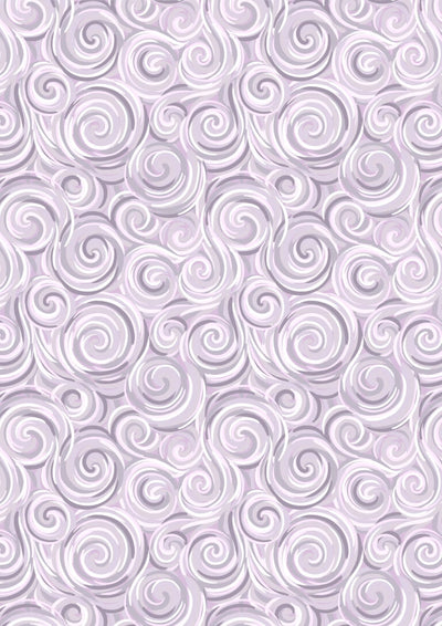 Where the Sky Dances Warm Lilac Northern Lights Swirl Fabric Yardage