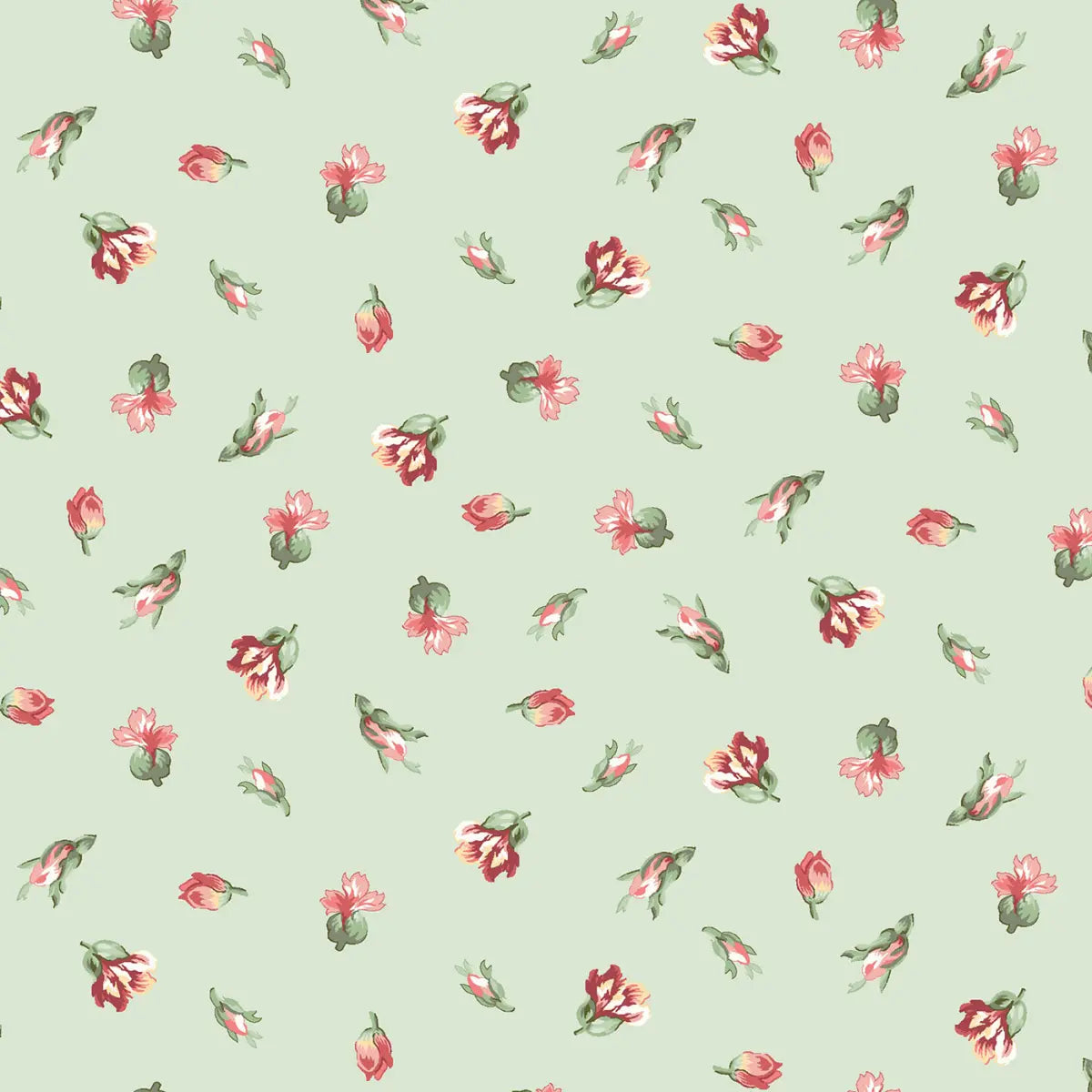 Regal Rose Green Mini Buds Fabric Yardage