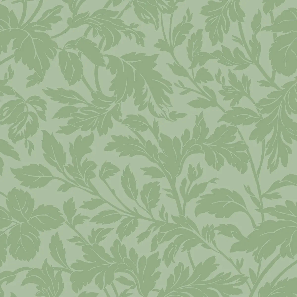 Regal Rose Green Tonal Leaves Fabric Yardage