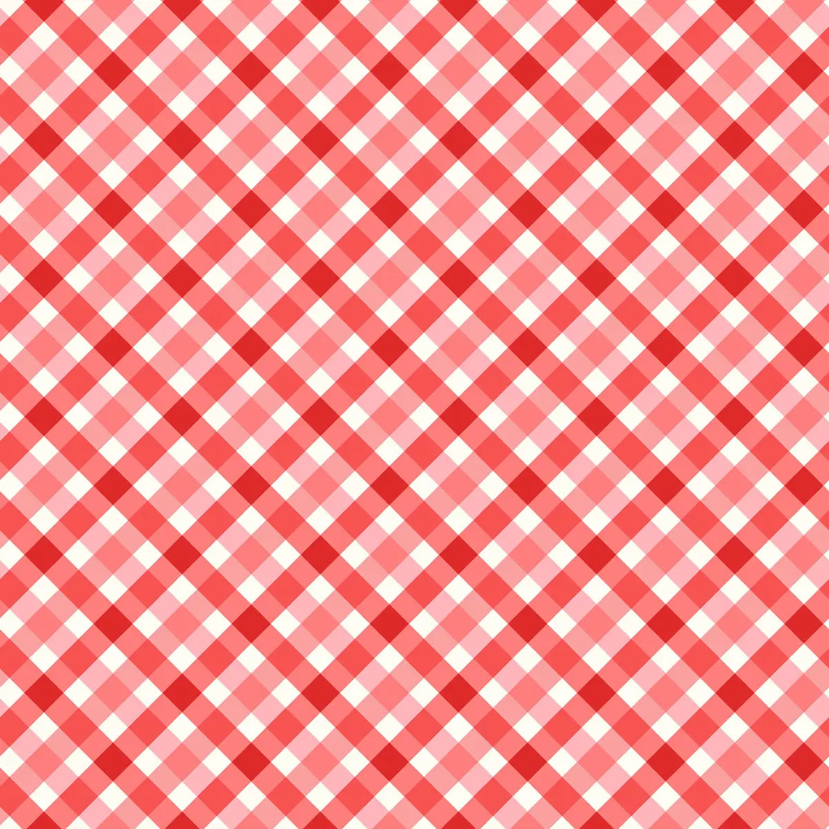 Star Spangled Beauty Pink and Red Bias Gingham Fabric Yardage