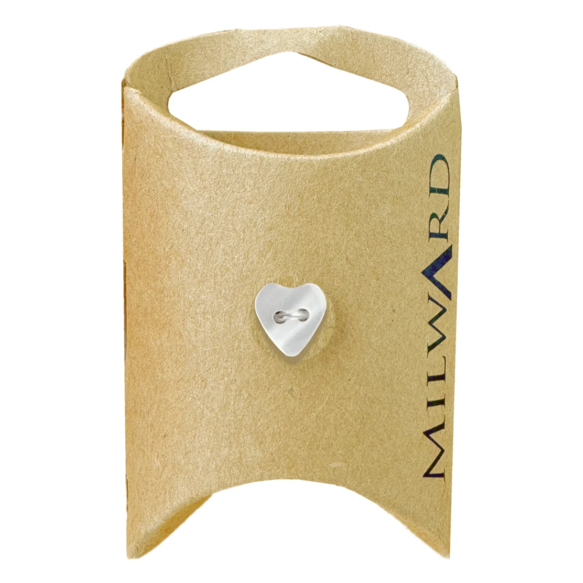 Milward Green Carded White 10mm (16L) Polyester 2-Hole Heart Button