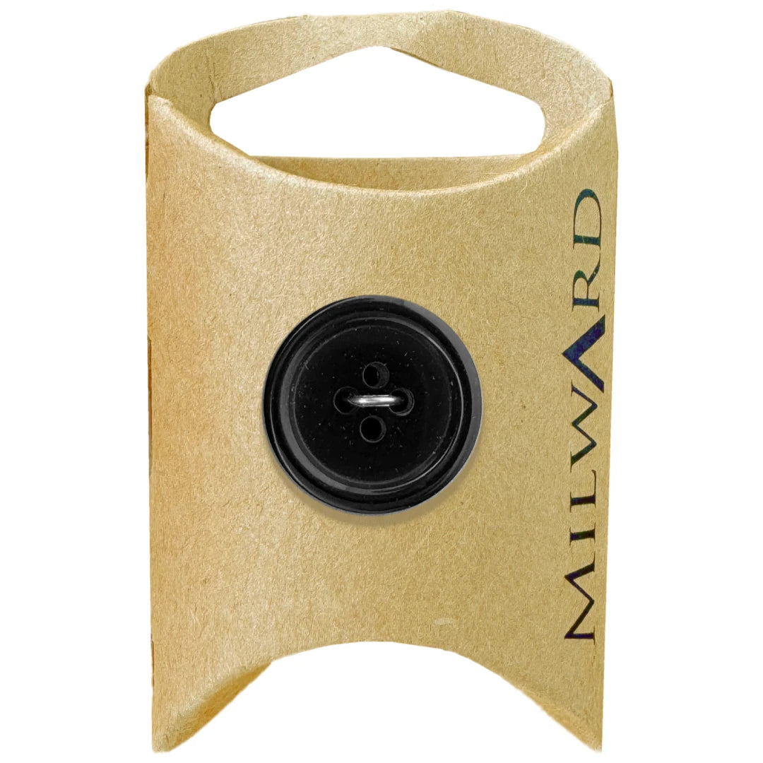 Milward Green Carded Black 20mm (32L) Polyester 4-Hole Simple Button